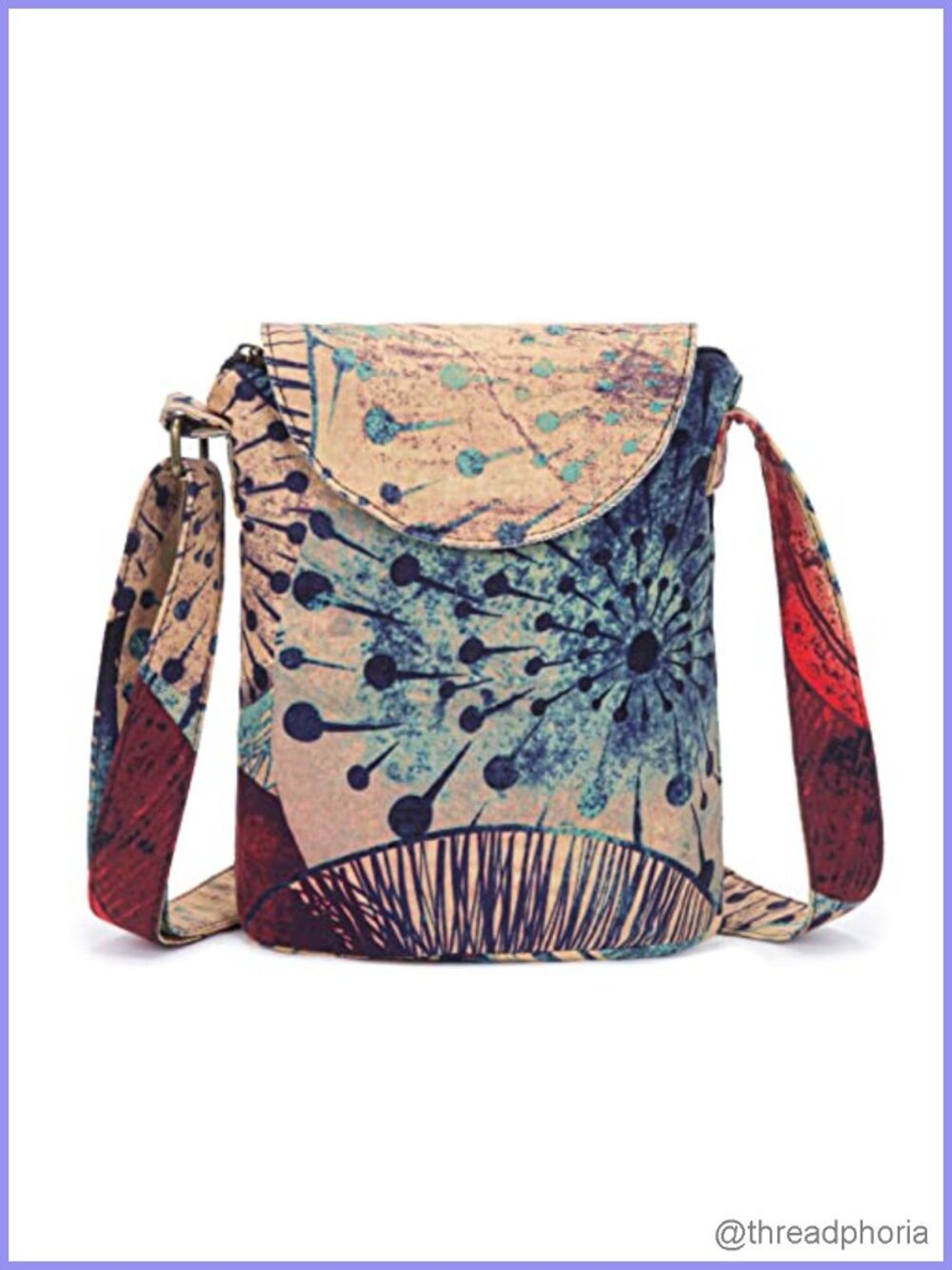 Women's Retro Small Canvas Shoulder Bag Hippie Boho Crossbody Handbag